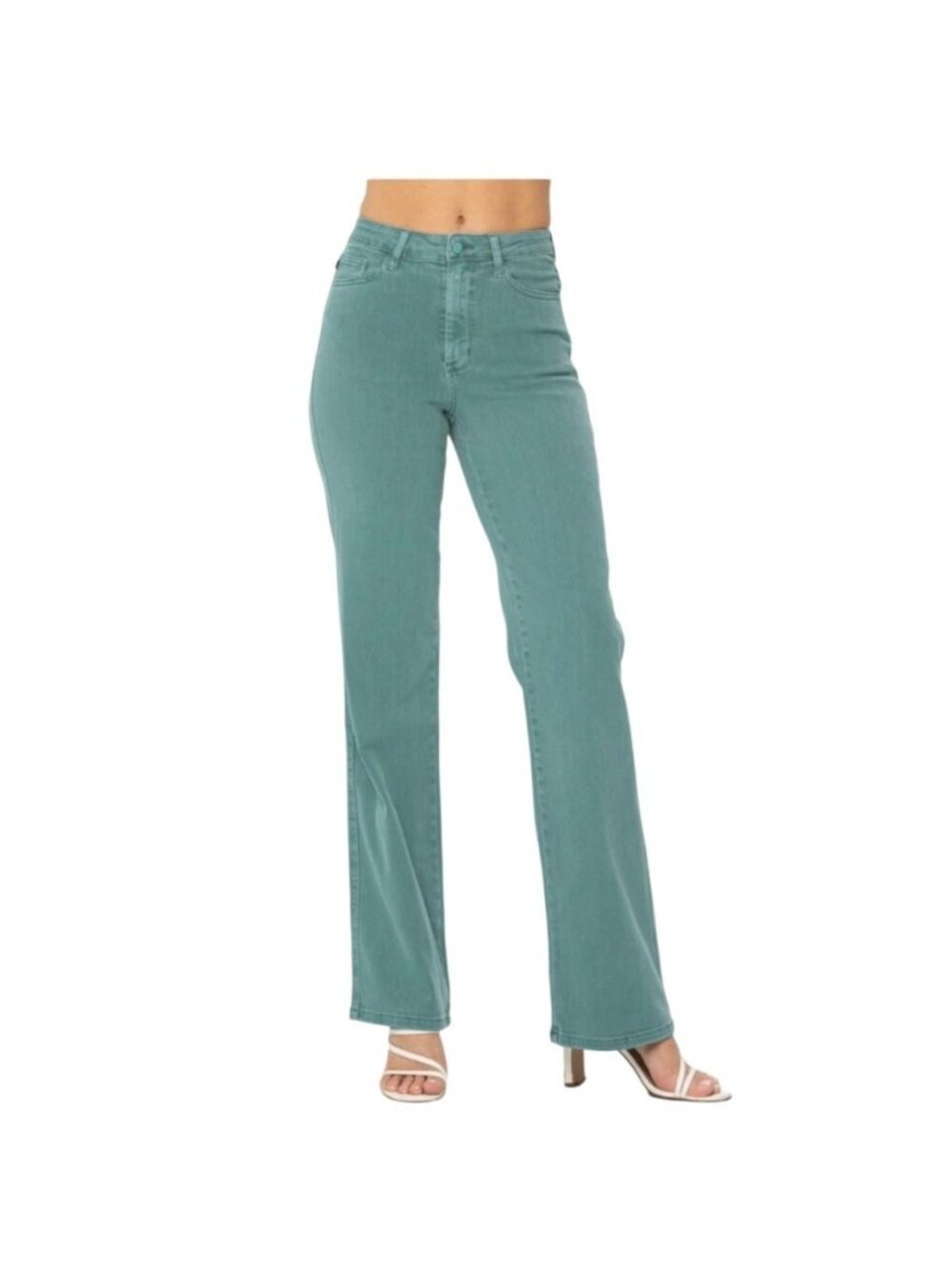 Judy Blue Jeans Size 16 W Garment Dyed Seafoam Green Straight High Rise 88621